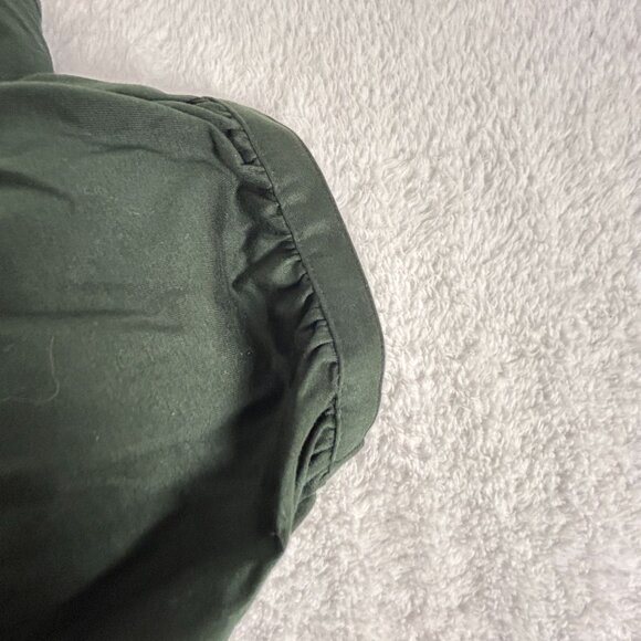 Uniqlo Womens Dark Green Mercerized Cotton Gather Half Sleeve Top Medium New - Picture 9 of 9